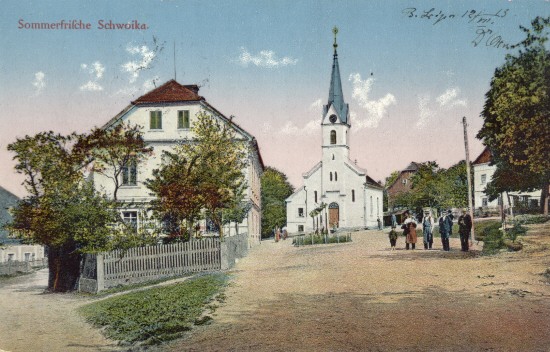 Svojkov náves s kaplí 1913